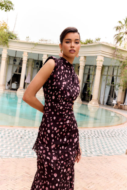 Vestido Irisa Topos Chocolate